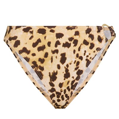 Bikinihose mit Leopardenmuster und seitlichem Metallring.