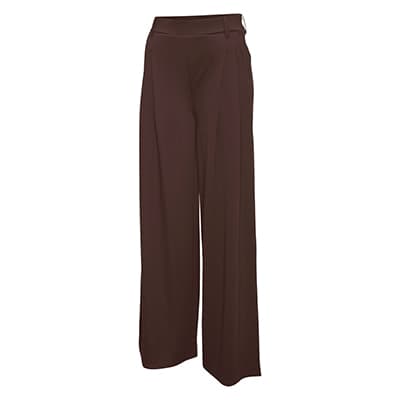 Dunkelbraune Damenhose mit hoher Taille und weitem, geradem Bein